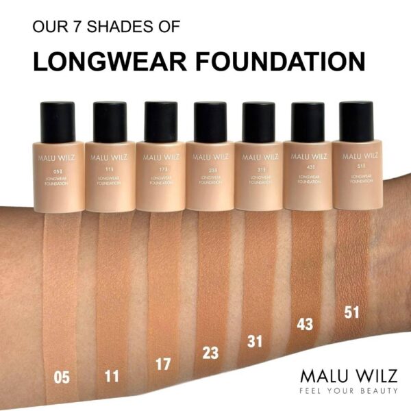 מייקאפ נוזלי עמיד - מלו ווילז LONGWEAR FOUNDATION | MALU WILZ - Image 2